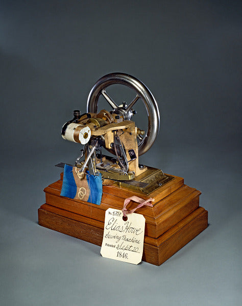 Vintage illustration of Elias Howe's 1846 lockstitch sewing machine patent