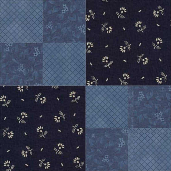 Double Four Patch quilt block pattern — a step-by-step quilting tutorial using the four patch technique with two contrasting fabrics