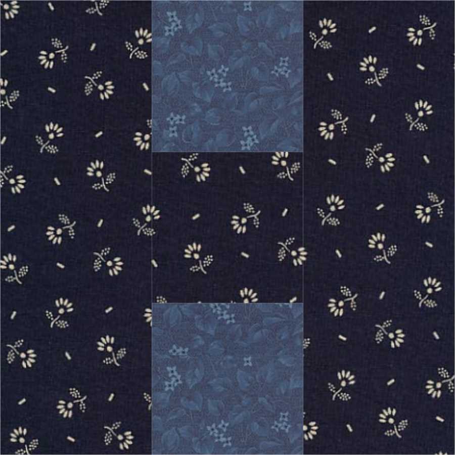 H quilt block pattern — a step-by-step beginner quilting tutorial using two contrasting fabrics and strip piecing to form the letter H design