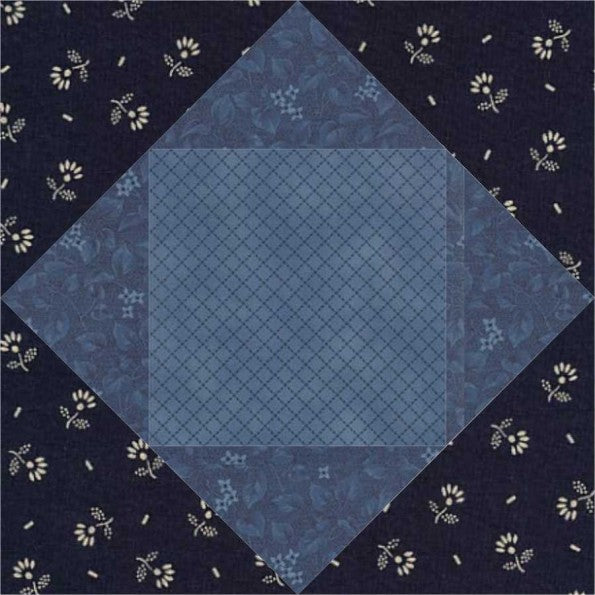Economy quilt block pattern — a step-by-step quilting tutorial using two contrasting fabrics cut into triangles and pieced into a bold diagonal design
