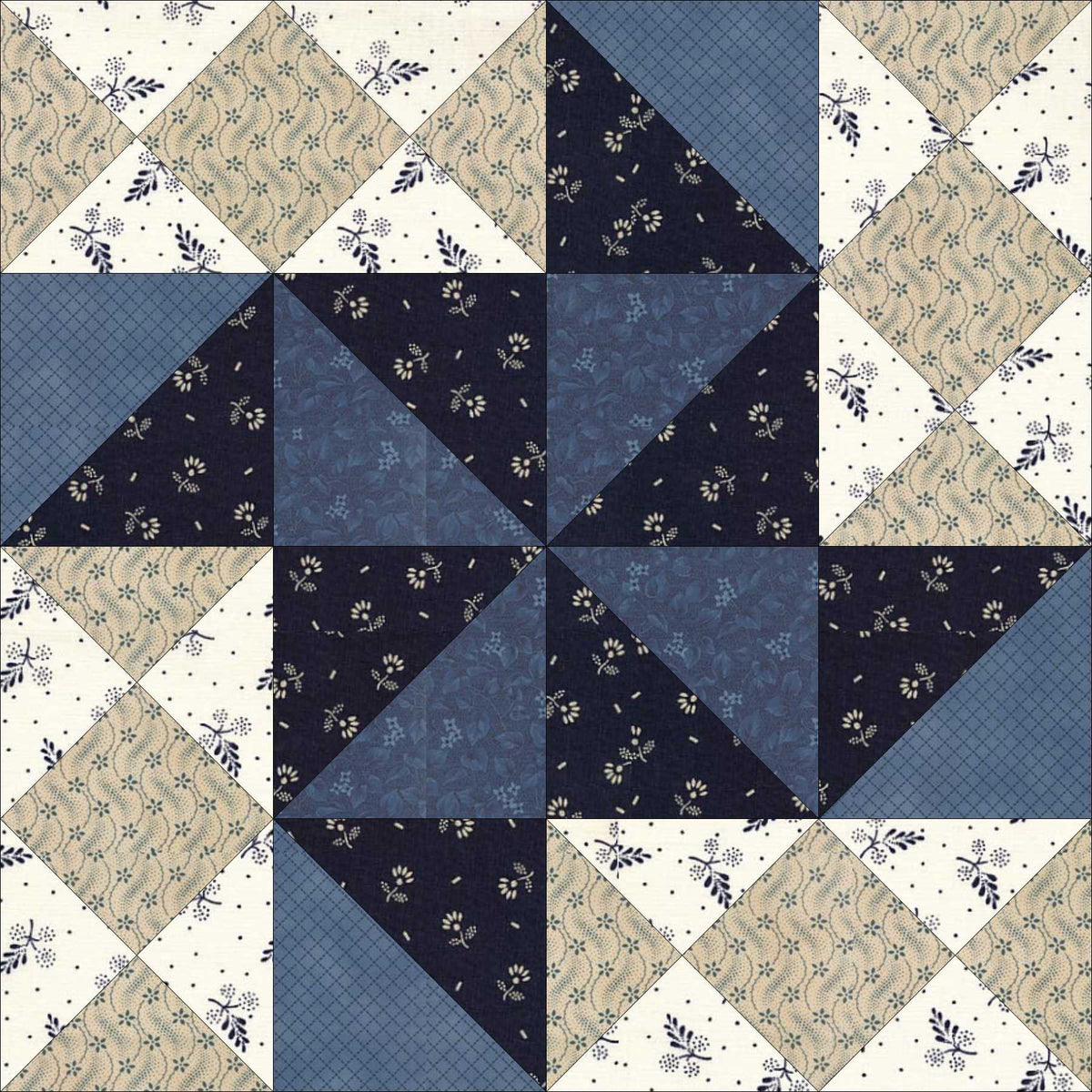 Flying Fist quilt block pattern — a step-by-step quilting tutorial using half-square triangles arranged into a bold directional design