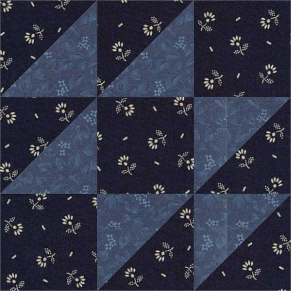 Jacks on Six quilt block pattern — a step-by-step quilting tutorial using six squares in two contrasting colors to create a bold diamond center design
