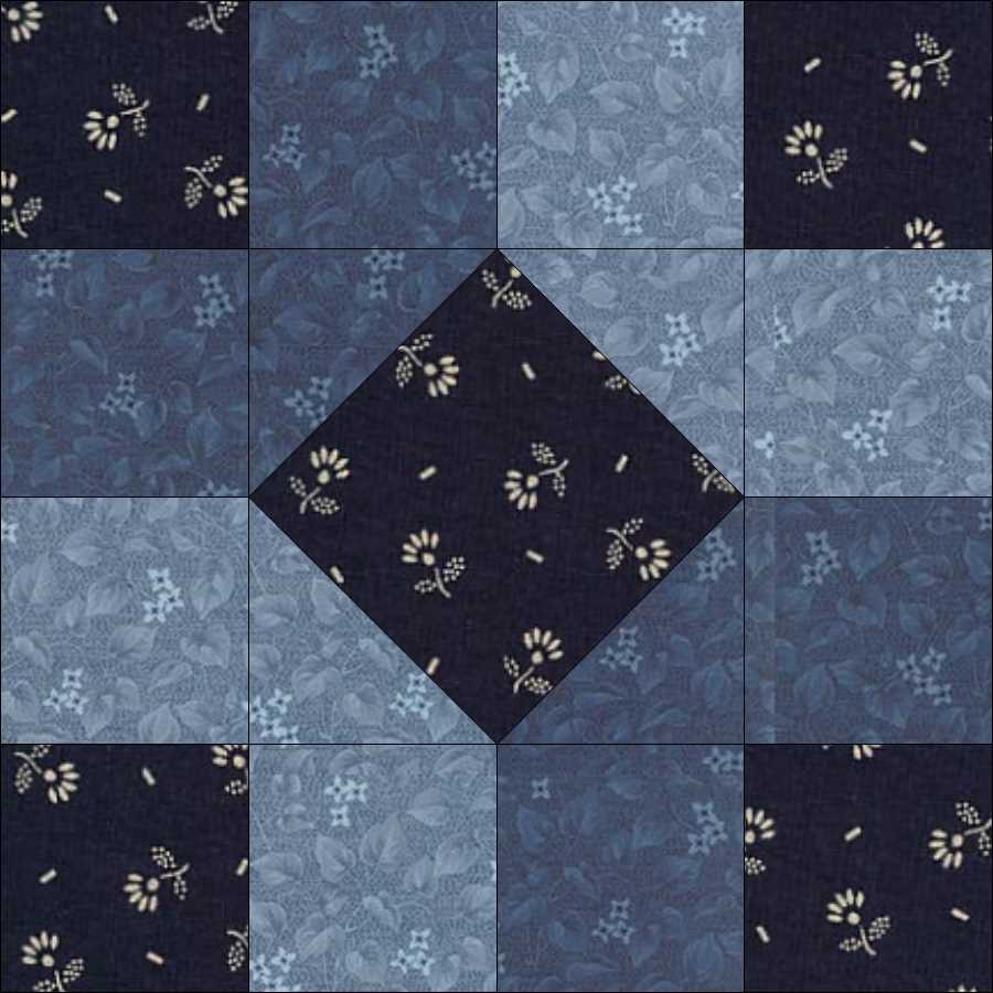 Oh Susannah quilt block pattern — a step-by-step quilting tutorial using half-square triangles in a classic nine-patch layout