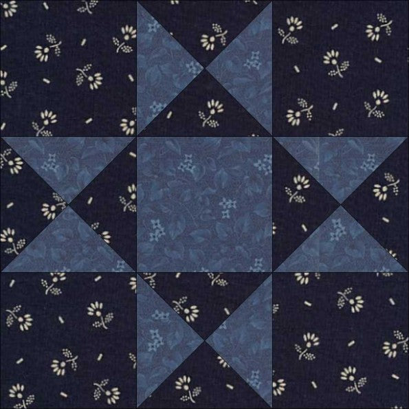 Ohio Star quilt block pattern — a step-by-step quilting tutorial featuring a classic star design with half and quarter-square triangles