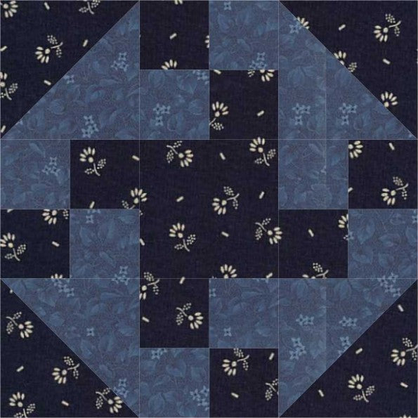 Prairie Rose quilt block pattern — a step-by-step quilting tutorial featuring half-square triangle petals arranged around a center square