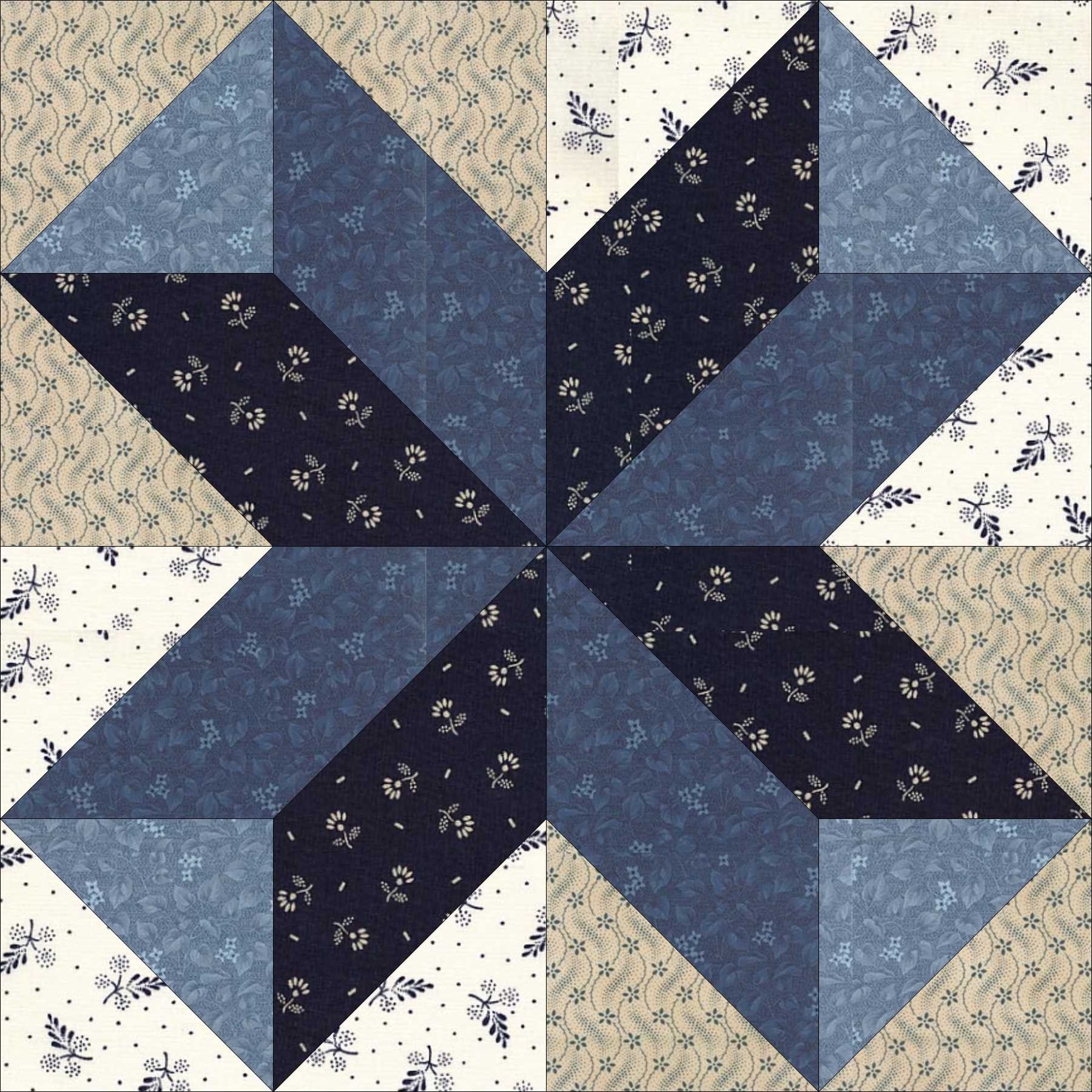 Razz-Ma-Tazz quilt block pattern — a step-by-step quilting tutorial creating a bold dynamic design from half-square triangles