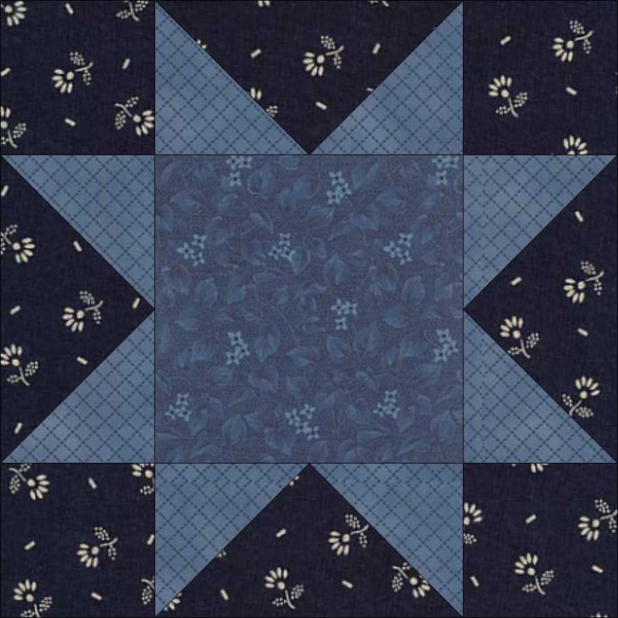 Sawtooth Star quilt block pattern — a step-by-step quilting tutorial using background and star fabrics to create a classic star design