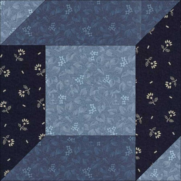 Shadow Box quilt block pattern — a step-by-step quilting tutorial using a framed center square with fabric strips to create a dimensional shadow box effect