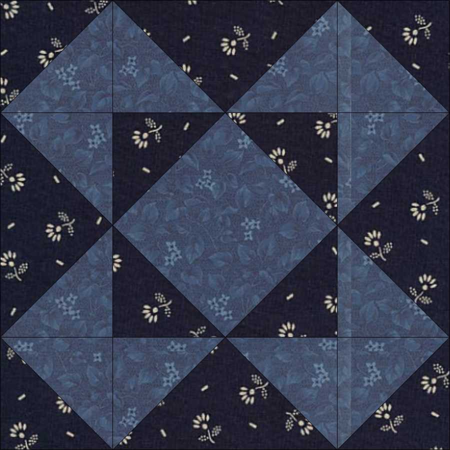 Square Star quilt block pattern — a step-by-step quilting tutorial using 16 fabric squares arranged into a bold star design