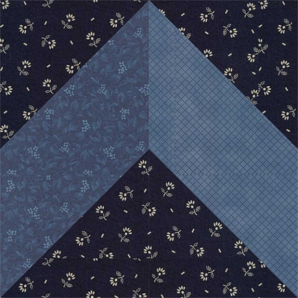 Streak of Lightning quilt block pattern — a step-by-step quilting tutorial using two contrasting fabrics and diagonal seams