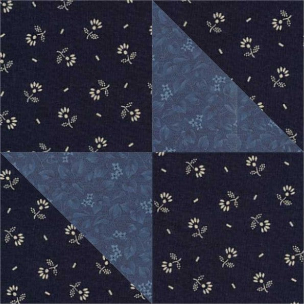 Triangle Combination quilt block pattern — a step-by-step quilting tutorial covering half-square triangles and four patch piecing
