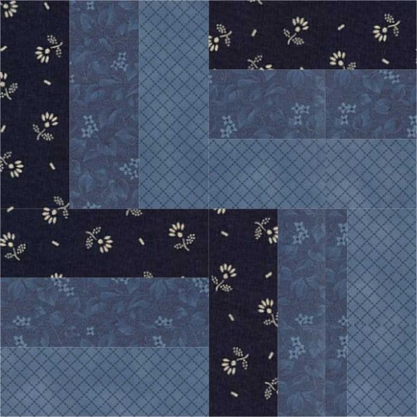 Triple Rail quilt block pattern — a step-by-step strip-piecing quilting tutorial using three fabric colors