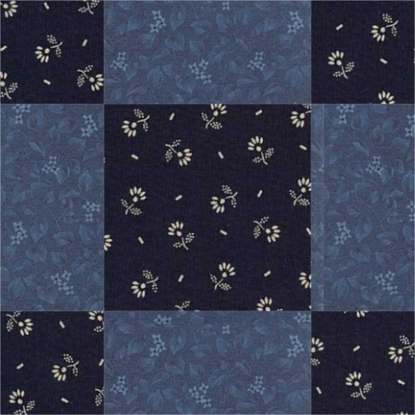 Uneven Nine Patch quilt block pattern — a step-by-step quilting tutorial using two different strip widths for a bold asymmetric design