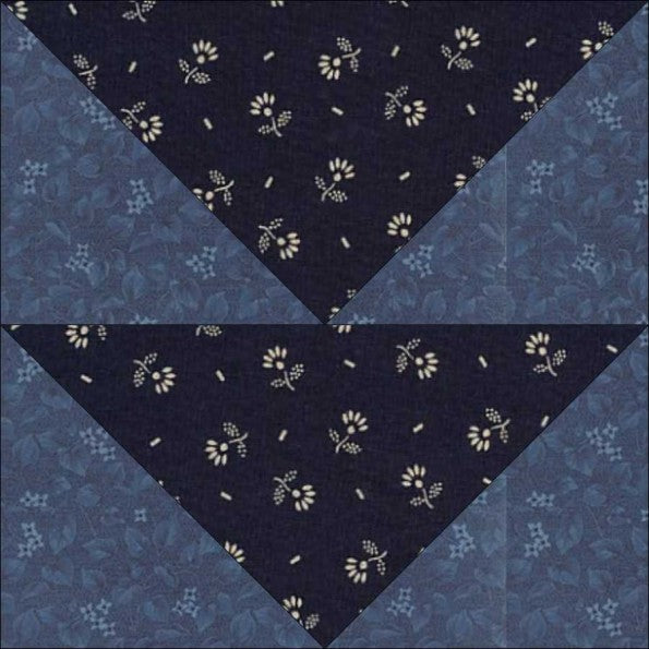 Wild Goose Chase quilt block pattern — a step-by-step quilting tutorial using large and small triangles to create a classic geometric chasing geese design