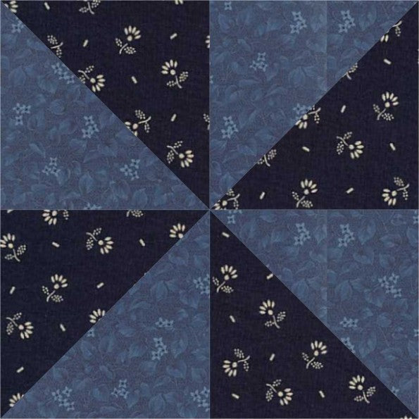 Windmill quilt block pattern — a step-by-step quilting tutorial using four HST units arranged into a spinning windmill design
