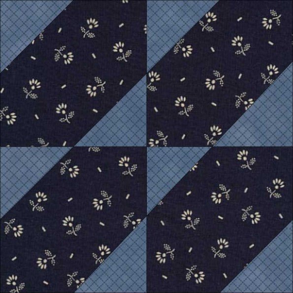 X-Quisite quilt block pattern — a step-by-step quilting tutorial combining piecing and appliqué techniques in a four-patch layout