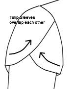 Close-up of a tulip petal sleeve showing the overlapping curved fabric sections on a blouse