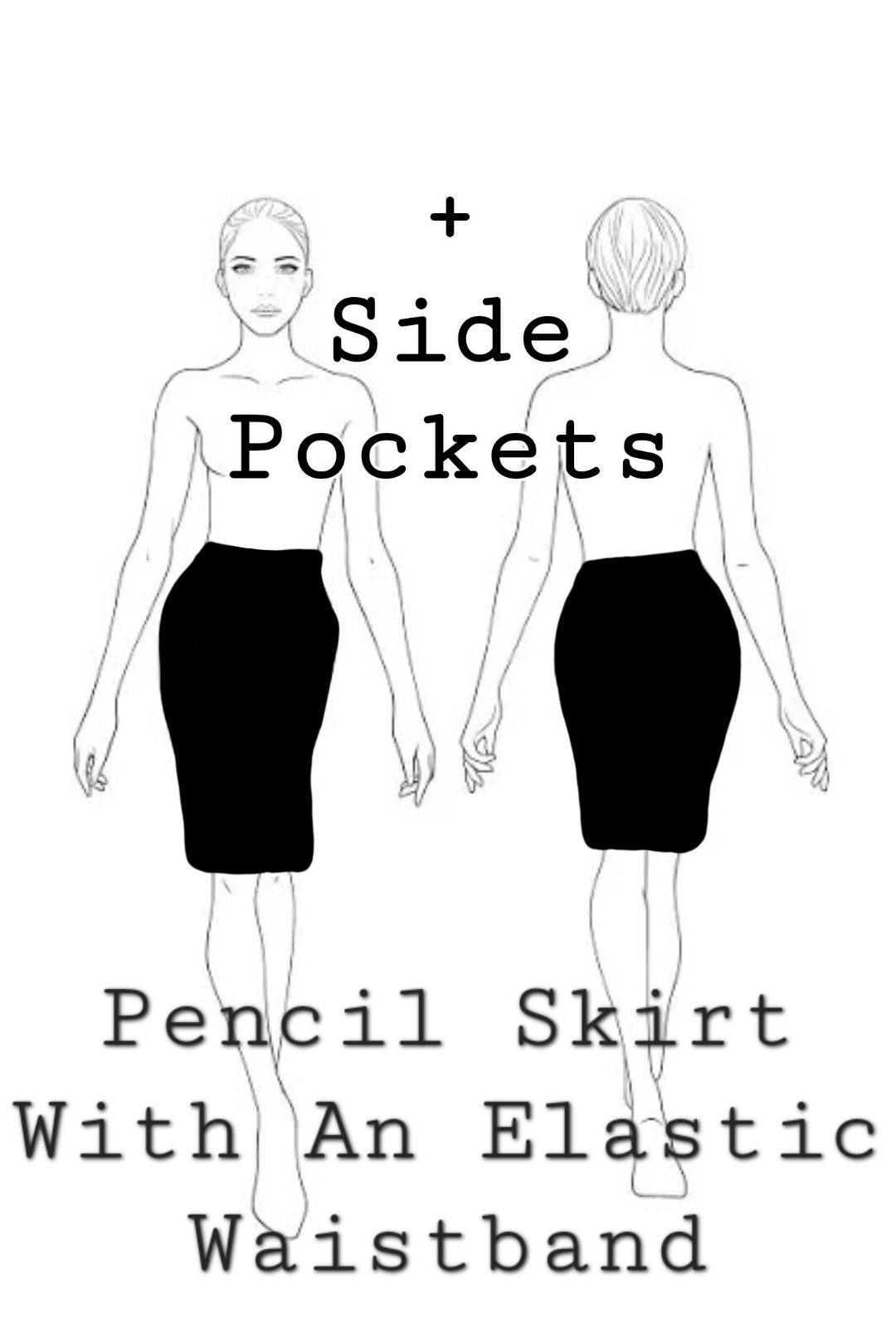 The black pencil skirt with an elastic waistband is the perfect blend of comfort and style, making it a must have. Its elastic waistband ensures a flexible, snug fit that allows you to move freely while maintaining a polished look. The skirt's sleek, tailored design flatters your silhouette and elongates the legs, offering a sophisticated yet comfortable option for both professional and casual settings. Versatile and easy to style, it pairs effortlessly with blouses, tops, and various footwear, making it su