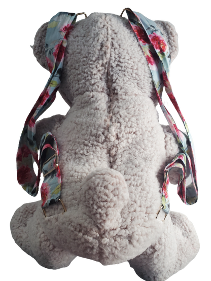A qute backpack with two ajustable straps featuring great color complete with a large zipper pouch. Enchanting trendy design delivers a chic flattering look adding to the feminine appeal.

Material: Knit Print = 10% Synthetic Fur, 90% Polyester

Condition: New and Pre shrunk

